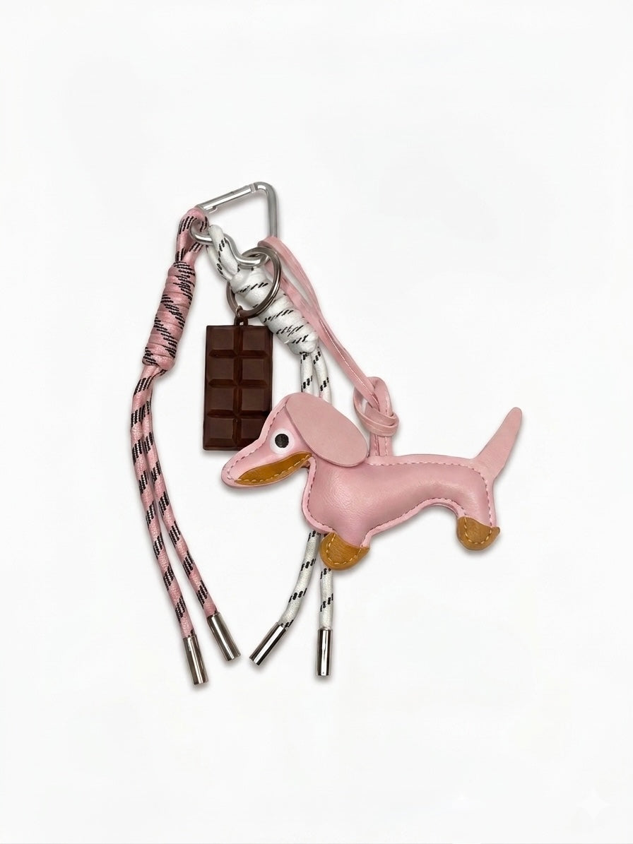 PINK DACHSHUND AESTHETIC KEYCHAIN
